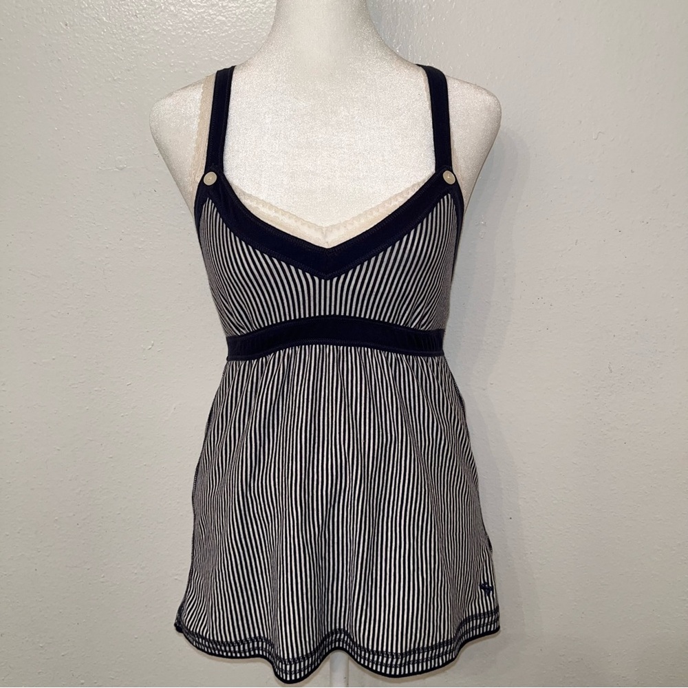Vintage Y2K Abercrombie & Fitch 2000s Pinstriped Babydoll Tank Top - Picture 3 of 12